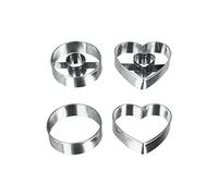 Ustensile de cuisine METALTEX anneau en inox et les emporte-pièces en forme de coeur double-set de 4-argent