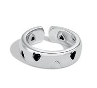 Anneau en livres sterling, bagues sterling femmes 925 amour coeur zircon Black Rings ajusté Anneau solide Robe sterling ajusté Anneaux de fiançailles Anneau d'éternité