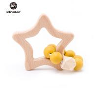 Anneau Et Perles De Dentition En Bois,1 Pièce,Pour Bébé,Avec Revêtement Tricoté,En Forme De Hérisson,Jouet,Hochet - Type Yellow Star