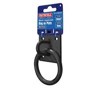 Anneau Faithfull 8 mm sur plaque - Support de corde en acier laqué noir avec base pré-percée (50 x 50 mm) pour remorques, vélos, hamacs et étendoirs à linge
