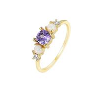 Anneau Femme Alliance de Mariage en Or 18K Au750 Améthyste Rond Taille Lesbienne pour Mesdames Saint-Valentin Bijoux