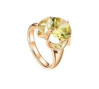 Anneau Femme Bague 55 Vert Olive Or 9 Carats Péridot Solitaire Rond avec Pierre Précieuse Mesdames pour Épouse Anniversary Bijoux