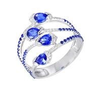 Anneau Femme Bague Bague en Argent Femme Taille 59 Or Blanc 18 Carats Saphir Créé en Laboratoire avec Saphir Bleu de 1,69 CT et Diamant Mise à Niveau 3.0 pour Tante Fête Des Mères Bijoux