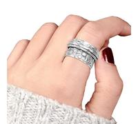 Anneau Fidget Sun Moon et Star Spinner - Anneau de Fidget Rotatif Lune et Étoile Anti-Stress Anneau d'Anxiété - Bague en Acier Inoxydable Anneau Pivotant Anxiété Engagement Bagues de Fiançailles en Ac