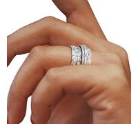 Anneau Fidget Sun Moon et Star Spinner,Couple soulageant le stress Bijoux Spinner Sun and Moon Ring - Bague de fiançailles Sun Moon Stars Rotating Promise