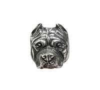 Anneau Homme Gay, Bague Minimaliste Tête de Chien Argent Noir Acier Inoxydable Taille 59