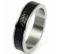 Anneau Homme GOOIX en acier inoxydable T.66 - Noir et Argent 66