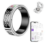 Anneau Intelligent avec écran LED, Bague Connectée Homme Femme, Anneau de santé Intelligent avec Surveillance de la Chaleur/de la fréquence Cardiaque/de l'oxygène du Sang/du Sommeil (Argenté, #11)