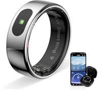 Anneau Intelligent LED Tactile, Tracker d'activité/Fréquence Cardiaque/Sommeil/Oxymétrie, Bague Connectée 5ATM, Contrôle Musique/Vidéo, Smart Ring Fitness Tracker Compatible iOS/Android(Argenté, 7)