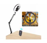 Anneau LED CCT Ø 25 cm de table avec support smartphone Somikon