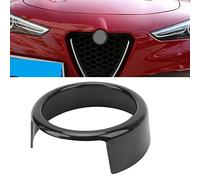 Anneau Logo Calandre Noir Brillant ABS Cadre Décoratif Emblème Avant pour Giulia 2017-2020, Protection Anti-Rayures et Installation Facile