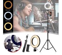 Anneau Lumière Dimmable - Keeper - 3 Éclairages - Trépied 160cm - Support Vidéo