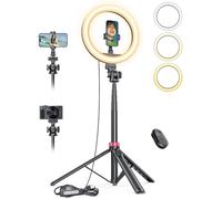 Anneau Lumineux 10" avec Trépied 75.59 inch, Éclairage LED 120 CRI90+ Dimmable & Support Smartphone, Anneau Lumineux Professionnel pour Maquillage, TikTok, Youtube, Zoom et Streaming en Direct