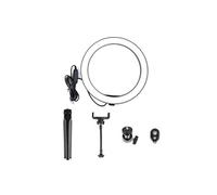 Anneau lumineux à LED 10,2 pouces avec trépied et support téléphone Kit d'éclairage annulaire bureau à intensité variable - Multicolore