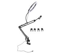 Anneau lumineux à pince avec support pour téléphone, épaisseur de serrage maximale de 4.5cm pour la diffusion en direct sur le bureau