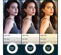 Anneau lumineux à selfie à intensité variable avec 3 modes, rechargeable, portable, compatible avec smartphones et tablettes