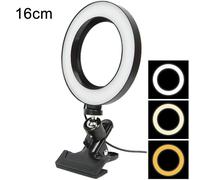 Anneau lumineux avec 3 modes de couleur, rotation à 360°, alimentation USB, clip inclus, tailles 16 cm, 20 cm, 26 cm