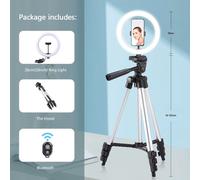 Anneau Lumineux avec Trépied pour Photographie,Lampe pour Selfie avec Téléphone Mobile,Télécommande,Support pour Vidéo,Youtube,26cm de Diamètre - Type 26CM Light 102Cm-SV