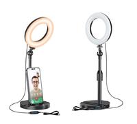 Anneau Lumineux de Bureau avec Support télescopique, lumière Hola de Bureau de Voyage pour téléphone, Selfie, Ordinateur Portable, Zoom, appels vidéo, Maquillage, bobines Tiktok, Streaming en Direct