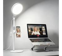 Anneau lumineux de bureau de 17,8 cm avec support pour ordinateur, 30 modes d'éclairage pour vidéoconférence, éclairage de zoom pour ordinateur, lumière de bureau réglable pour enregistrement vidéo