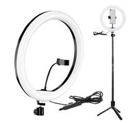 Anneau Lumineux De Téléphone,Clip De Lumière Led Pour Téléphone - Lumière D'anneau Pour Selfie USB Avec Support De Téléphone, Trépied De Bureau, Mode D'éclairage, Télécommande Pour Caméra IO