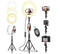 Anneau lumineux LED 10 pouces avec support, Handyclip, Schlauchclip et GOPRO Schrauben - Aluminiumlegierung, Schwarz