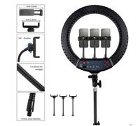 Anneau lumineux LED 18"" - 55W - Trépied 50-190cm, télécommande IR & Bluetooth - Pour vlog, live, selfie, maquillage, photo
