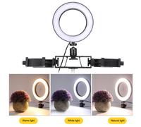 Anneau lumineux LED 6 pouces pour appareil photo, éclairage d'appoint réglable avec trépied et support pour téléphone.