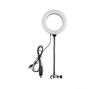 Anneau lumineux LED à intensité variable 26 cm en métal pour diffusion en | Taille compacte de 16 cm, trois couleurs pour les températures, bras en métal robuste, positionnement flexible