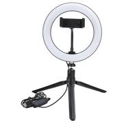 Anneau lumineux LED ajustable, éclairage impeccable, 20 cm, 3 couleurs, intensité variable, idéal pour la photographie en extérieur et en