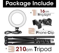 Anneau lumineux LED avec trépied pour selfie,support de téléphone,lampe photo,éclairage annulaire pour diffusion vidéo en direct -16cm and 210cmTripod