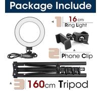 Anneau lumineux LED avec trépied pour selfie,support de téléphone,lampe photo,éclairage annulaire pour diffusion vidéo en direct -16cm and 160cmTripod