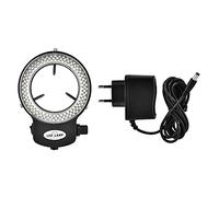 Anneau Lumineux LED, Caméra Industrielle LED Anneau Optique Microscope Caméra 144 LED Perles Source de Lumière Réglable Anneau Lampe Plus de 18000LUX (220V Noir)