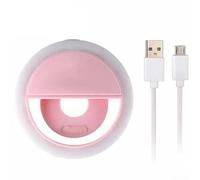 Anneau lumineux LED compact et portable avec chargement USB pour des selfies plus lumineux compatibles avec et appareils (rose)