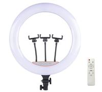 Anneau lumineux LED Elight SR18 46 cm avec 3 supports pour smartphone + adaptateur 220 V + télécommande BT Noir