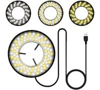 Anneau lumineux LED pour microscope lumineux, anneau lumineux LED réglable USB pour monoculaire, binoculaire, trinoculaire et caméra (CW WW 96 LED)