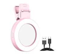 Anneau lumineux LED pour téléphone portable - Rotation à 180 degrés - Super lumineux - 3 modes - Rechargeable - Magnétique - Rose