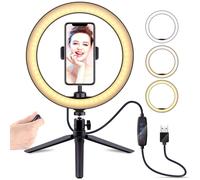 Anneau lumineux LED RGB pour selfies de bureau, à intensité variable et offrant un éclairage multicolore à très large gamme, idéal pour une