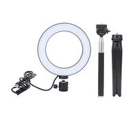 Anneau lumineux LED USB de 15,2 cm - Intensité variable - Avec trépied de bureau et perche à selfie - 10 niveaux d'intensité en continu - Pour la photographie et le maquillage - Compatible avec