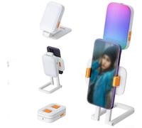 Anneau lumineux portable 10 LED avec trépied et support de téléphone, dispose de 3 options de température de couleur et de 14 modes RVB pour une création de contenu améliorée