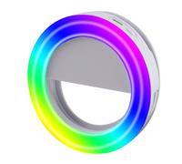 Anneau Lumineux Portable, Diamètre De L'anneau 8.5cm, 16 Leds, Lumière Blanche Et Rgb, Batterie Rechargeable De 150mah Intégrée, Fixation En Pince