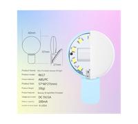 Anneau lumineux pour téléphone portable, lampe à clip, intensité variable, 3 niveaux, mini, durable, pratique, 10 LED, pour selfie, beauté, noir