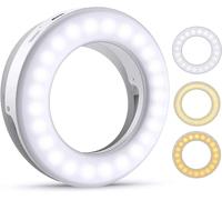 Anneau lumineux réglable et rechargeable par USB pour smartphones avec variateur et fonction flash SOS