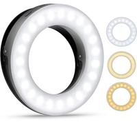Anneau lumineux réglable rechargeable par USB pour selfies et éclairage d'urgence, compatible avec tous les smartphones
