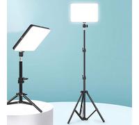 Anneau lumineux selfie de 10 pouces avec trépied réglable de 43 pouces et support pour téléphone - Panneau d'éclairage LED pour la photographie, le vlogging, la diffusion en direct, le maquillage, les