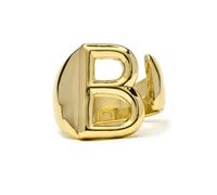 Anneau - LUXENTER - Alphabet Lettre B - Or jaune 18k - Taille réglable - 20 mm Taille unique