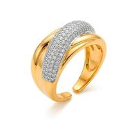 Anneau - LUXENTER - Hagor - Alliage métallique - Zircone multicolore - Finition or jaune 18 carats Taille unique