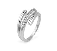 Luxenter Bague en zircone brillante avec plaque rhodiée - Jedrac