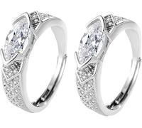 Anneau lymphatique magnétique en ions de titane Moissanite, anneau de perte de poids magnétique, dragage du sang et des ganglions lymphatiques, anneau en zircone cubique ouvert à la mode (2PCS-B)