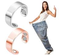 Anneau magnétique, 2pcs anneaux aimants en alliage réglables pour femmes hommes (argent + or rose)